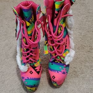 Multi color high heel bootie